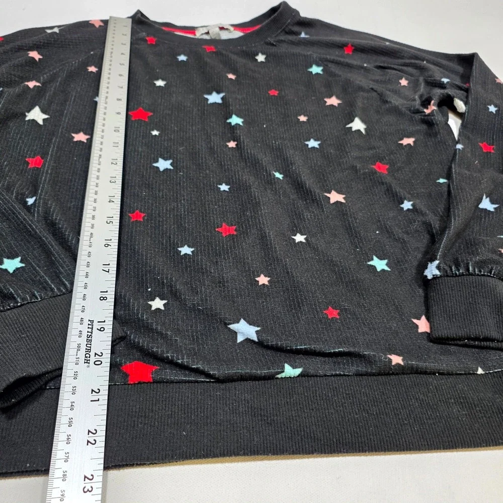 P.J. Salvage Pajama Set Women Sm Black Star Print Waffle Knit Loungewear Jogger